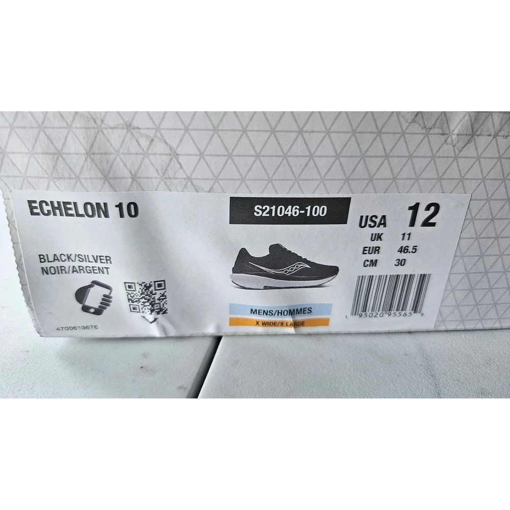 Saucony Echelon 10 Mens Running Shoes Black Silver S21046-100 Size 12 X-Wide